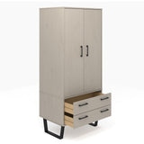 Wooden Wardrobe With 2 Doors And 2 Drawers - Texas