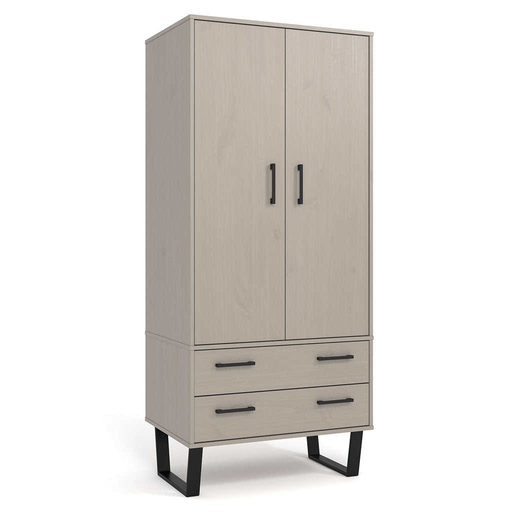 Wooden Wardrobe With 2 Doors And 2 Drawers - Texas