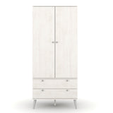 Wooden Wardrobe With 2 Doors And 2 Drawers With Plastic Legs - Augusta