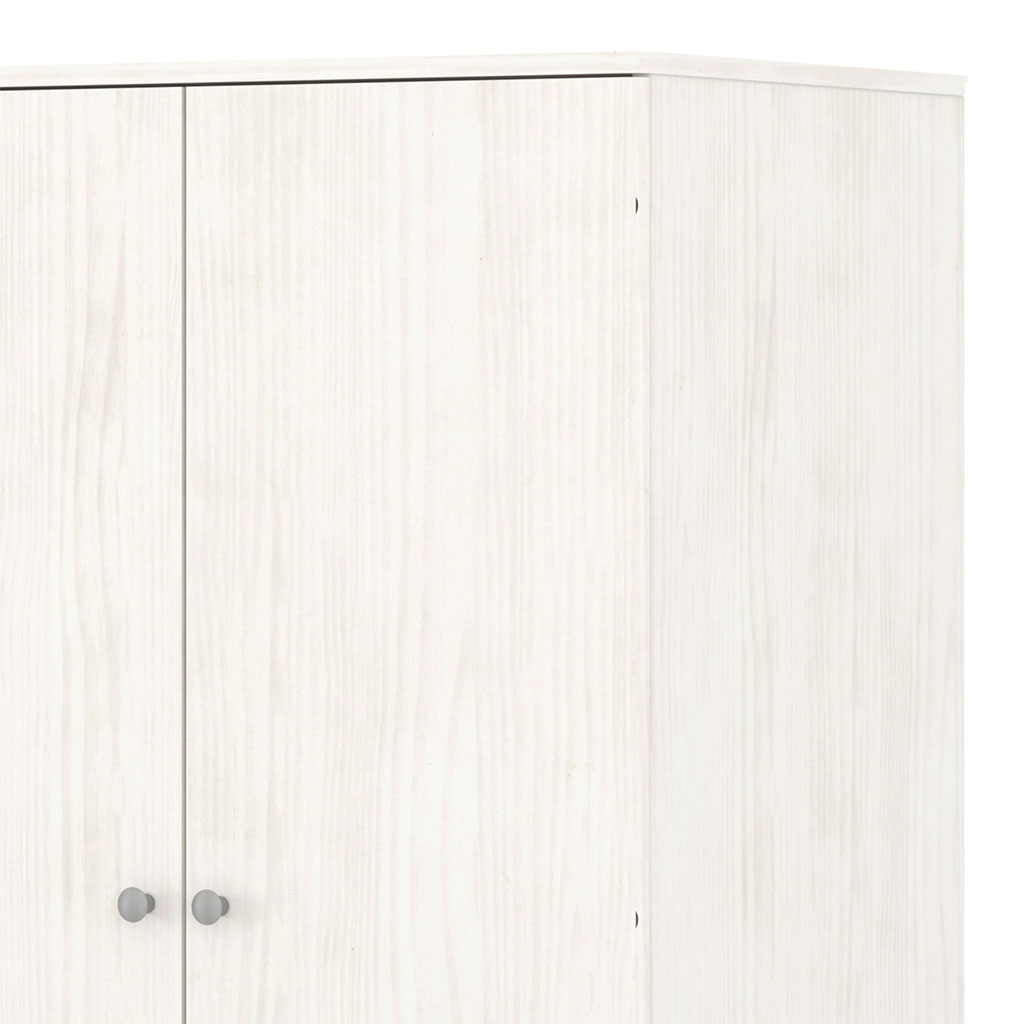 Wooden Wardrobe With 2 Doors And 2 Drawers With Plastic Legs - Augusta