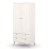 Wooden Wardrobe With 2 Doors And 2 Drawers With Plastic Legs - Augusta
