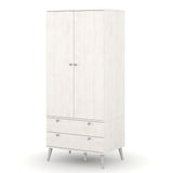 Wooden Wardrobe With 2 Doors And 2 Drawers With Plastic Legs - Augusta