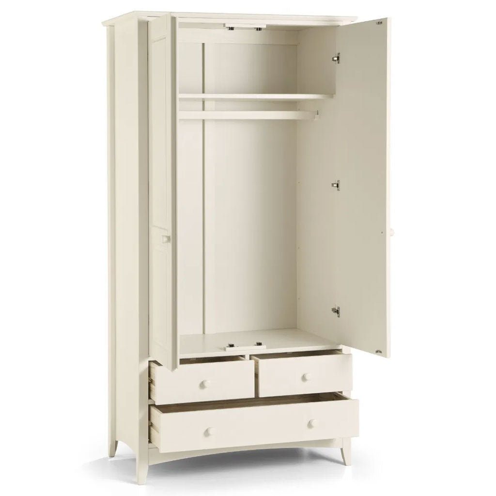 Wooden Wardrobe With 2 Doors And 3 Drawers - Cameo