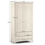 Wooden Wardrobe With 2 Doors And 3 Drawers - Cameo