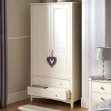 Wooden Wardrobe With 2 Doors And 3 Drawers - Cameo