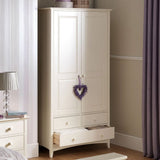 Wooden Wardrobe With 2 Doors And 3 Drawers - Cameo