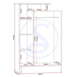 Wooden Wardrobe With 2 Doors And Open Shelf - Nevada