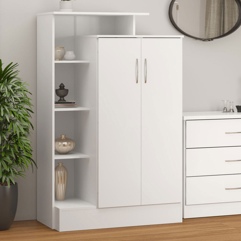 Wooden Wardrobe With 2 Doors And Open Shelf - Nevada