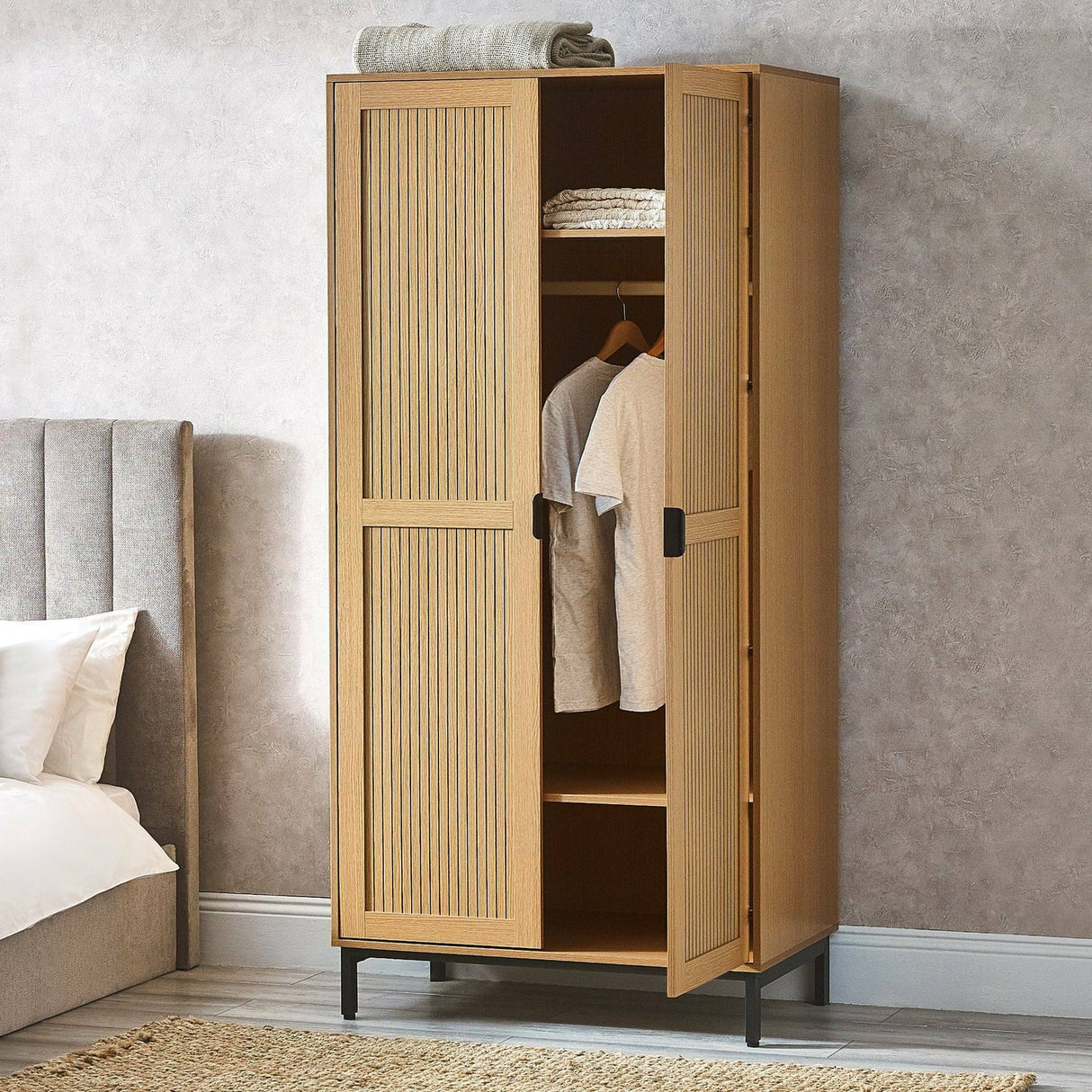 Wooden Wardrobe With 2 Doors - Sia