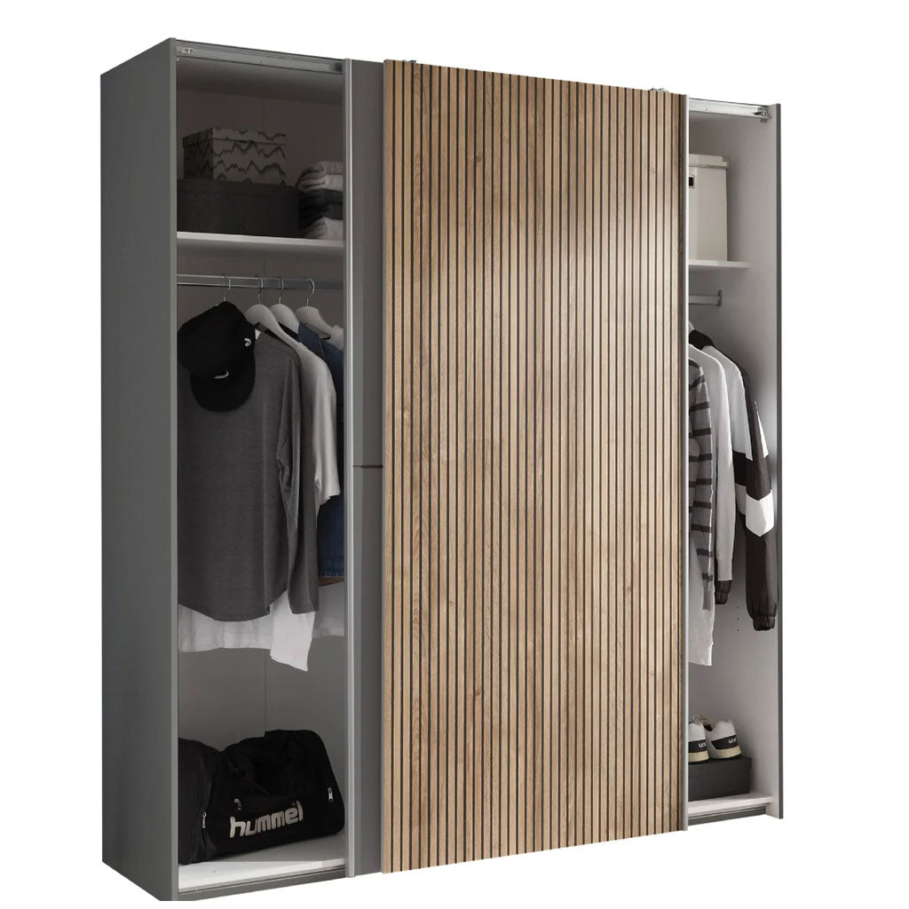 Wooden Wardrobe With 2 Sliding Doors - Berno