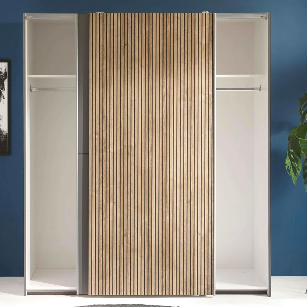Wooden Wardrobe With 2 Sliding Doors - Berno
