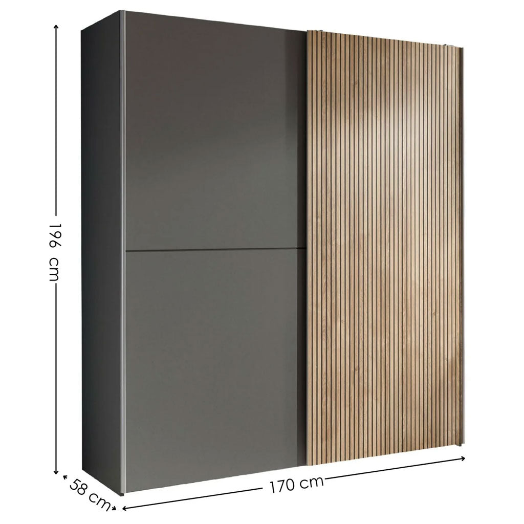 Wooden Wardrobe With 2 Sliding Doors - Berno