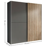 Wooden Wardrobe With 2 Sliding Doors - Berno