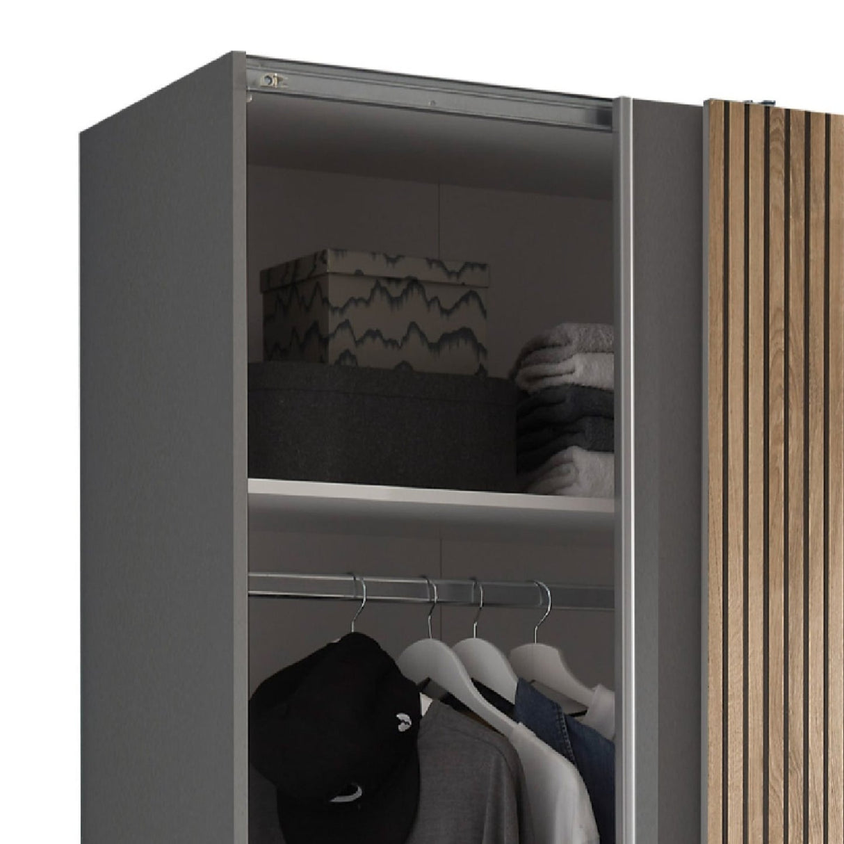 Wooden Wardrobe With 2 Sliding Doors - Berno