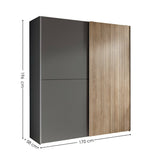 Wooden Wardrobe With 2 Sliding Doors - Berno