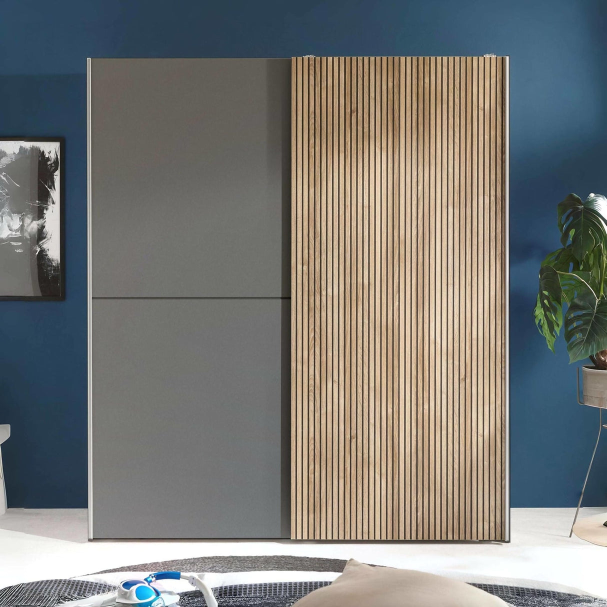 Wooden Wardrobe With 2 Sliding Doors - Berno