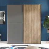 Wooden Wardrobe With 2 Sliding Doors - Berno