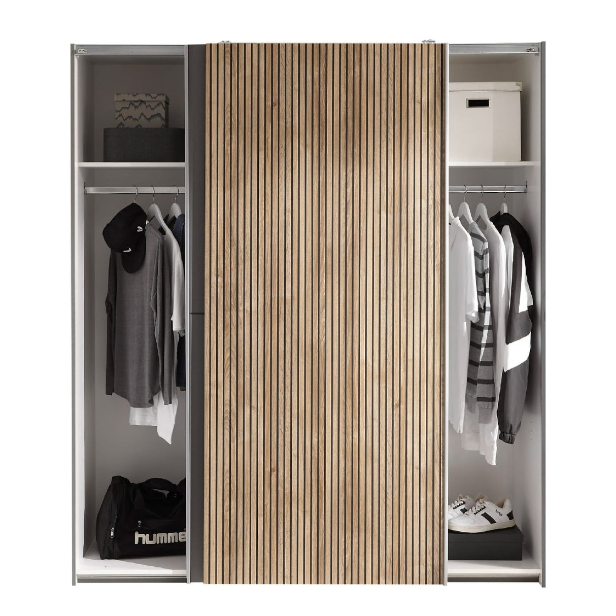 Wooden Wardrobe With 2 Sliding Doors - Berno