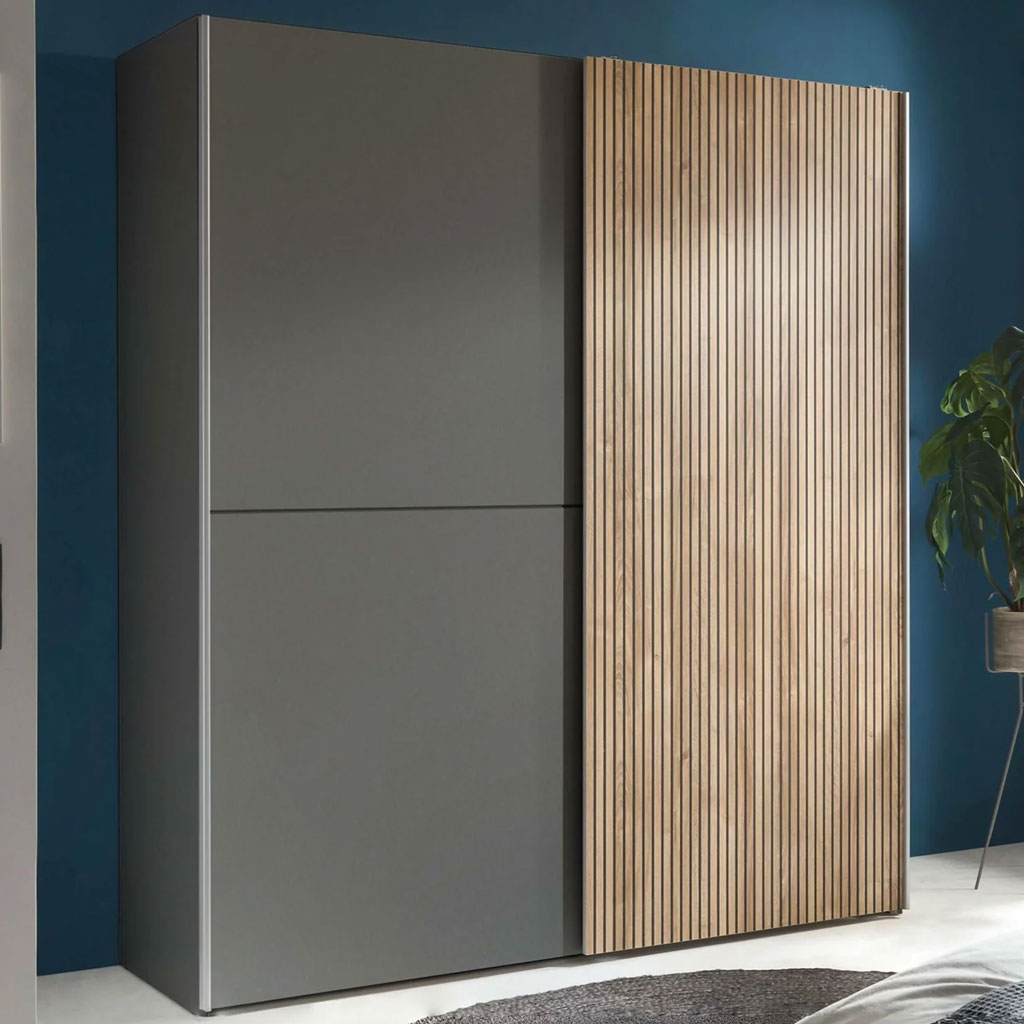 Wooden Wardrobe With 2 Sliding Doors - Berno
