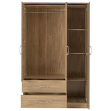Wooden Wardrobe With 3 Doors And 2 Drawers - Charles