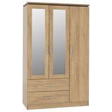 Wooden Wardrobe With 3 Doors And 2 Drawers - Charles