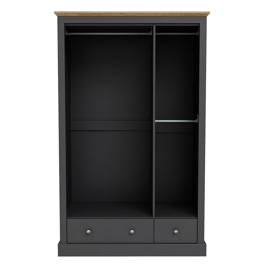 Wooden Wardrobe With 3 Doors And 2 Drawers - Devon