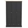 Wooden Wardrobe With 3 Doors And 2 Drawers - Devon