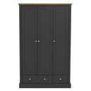 Wooden Wardrobe With 3 Doors And 2 Drawers - Devon