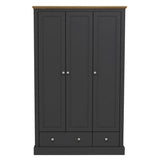 Wooden Wardrobe With 3 Doors And 2 Drawers - Devon