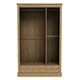 Wooden Wardrobe With 3 Doors And 2 Drawers - Devon