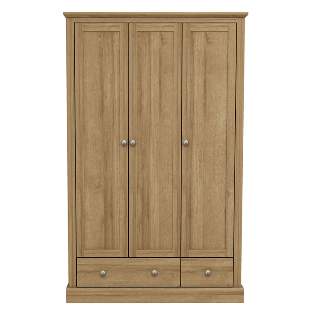 Wooden Wardrobe With 3 Doors And 2 Drawers - Devon