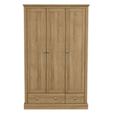 Wooden Wardrobe With 3 Doors And 2 Drawers - Devon