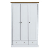 Wooden Wardrobe With 3 Doors And 2 Drawers - Devon