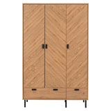 Wooden Wardrobe With 3 Doors And 2 Drawers - Leon