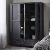 Wooden Wardrobe With 3 Doors And 2 Drawers - Maine