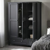 Wooden Wardrobe With 3 Doors And 2 Drawers - Maine