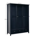 Wooden Wardrobe With 3 Doors And 2 Drawers - Maine