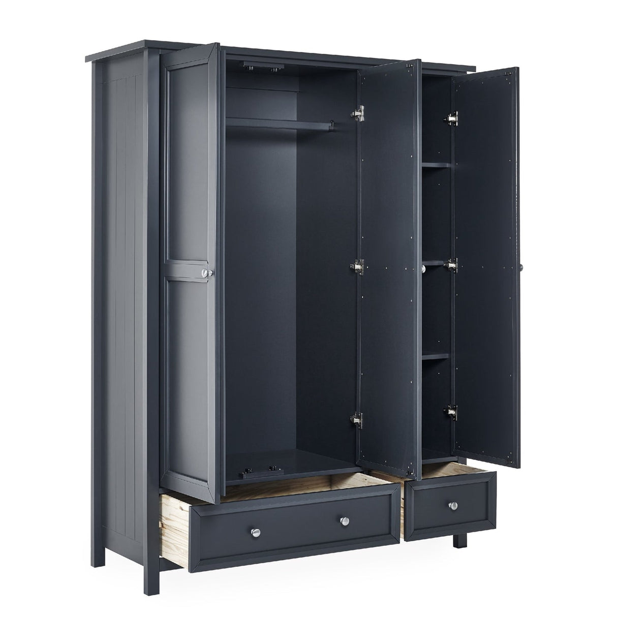 Wooden Wardrobe With 3 Doors And 2 Drawers - Maine