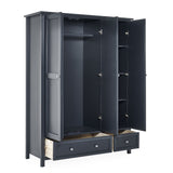 Wooden Wardrobe With 3 Doors And 2 Drawers - Maine