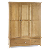 Wooden Wardrobe With 3 Doors And 2 Drawers - Mallory