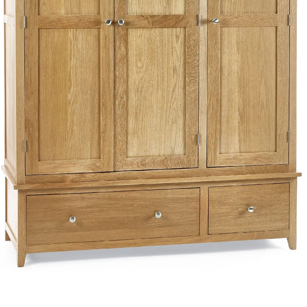 Wooden Wardrobe With 3 Doors And 2 Drawers - Mallory