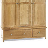 Wooden Wardrobe With 3 Doors And 2 Drawers - Mallory