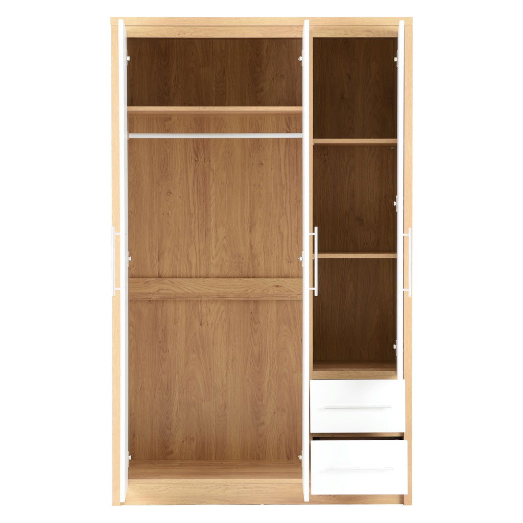 Wooden Wardrobe With 3 Doors And 2 Drawers - Seville