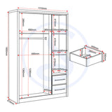 Wooden Wardrobe With 3 Doors And 2 Drawers - Seville