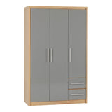 Wooden Wardrobe With 3 Doors And 2 Drawers - Seville