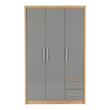 Wooden Wardrobe With 3 Doors And 2 Drawers - Seville