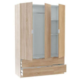 Wooden Wardrobe With 3 Doors And 4 Drawers - Carmel