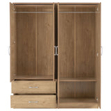 Wooden Wardrobe With 4 Doors And 2 Drawers - Charles