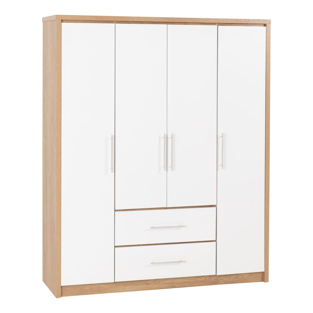 Wooden Wardrobe With 4 Doors And 2 Drawers - Seville