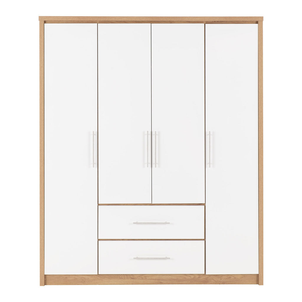 Wooden Wardrobe With 4 Doors And 2 Drawers - Seville